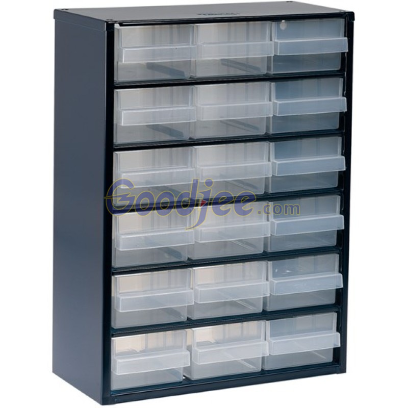 Raaco蓝色零件柜钢外框18个抽屉150x417x306mm宽聚丙烯PP STEEL CABINET 918-02